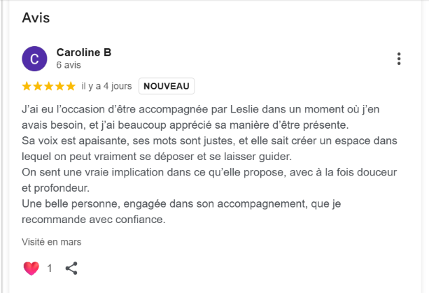 Avis cliente séance hypnose bien être
